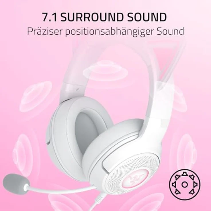 Razer Kraken Kitty V2, Kabelgebundenes Gaming Headset mit Katzenohren und Razer Chroma RGB, Weiss – Bild 6