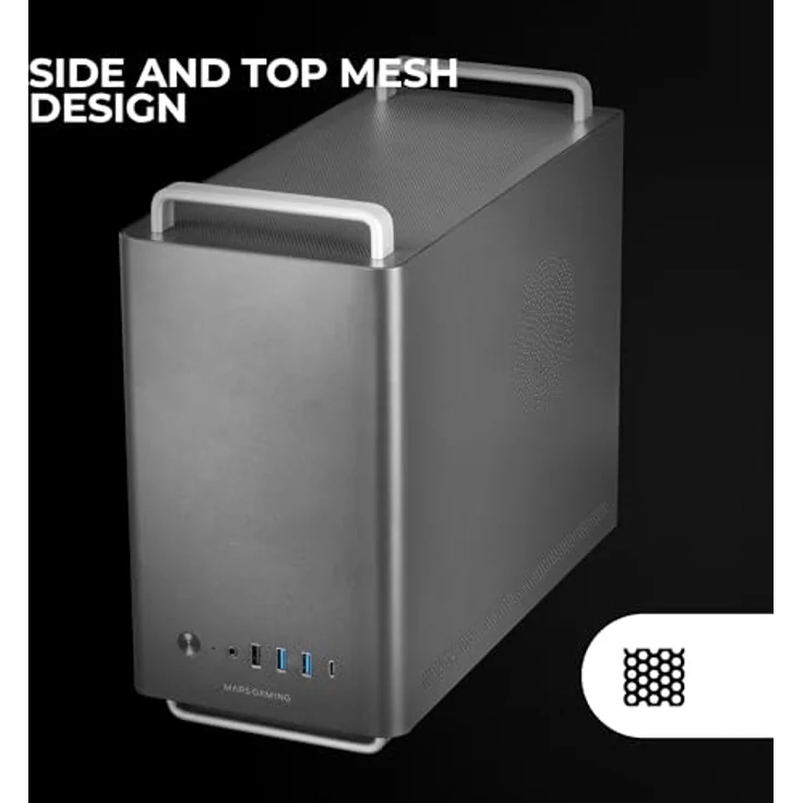 MARSGAMING MC-Elite, Micro-ATX PC Gehäuse aus Metall, 3X FDB-Lüfter, Dual ATX und SFX Netzteilunterstützung, Schwarz – Bild 3