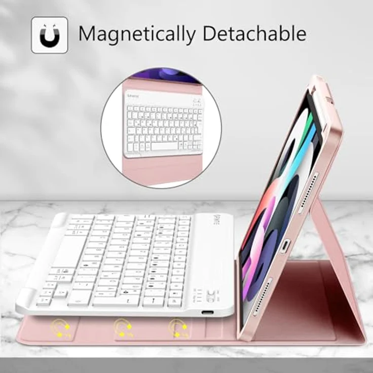 Fintie Tablet-Hülle mit Tastatur für iPad Air 11 Zoll M2, iPad Air 6/5/4 (2024/2022/2020) 10,9 Zoll, TPU Rückschale Hülle mit Stifthalter, magnetisch abnehmbarer Keyboard – Bild 4