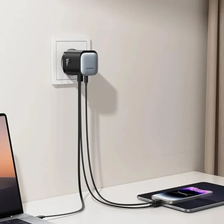 Joyroom JR-TCL02, 65 W USB Ladegerät mit einziehbarem Kabel und GaN 3.0 Technologie, Schwarz – Bild 5