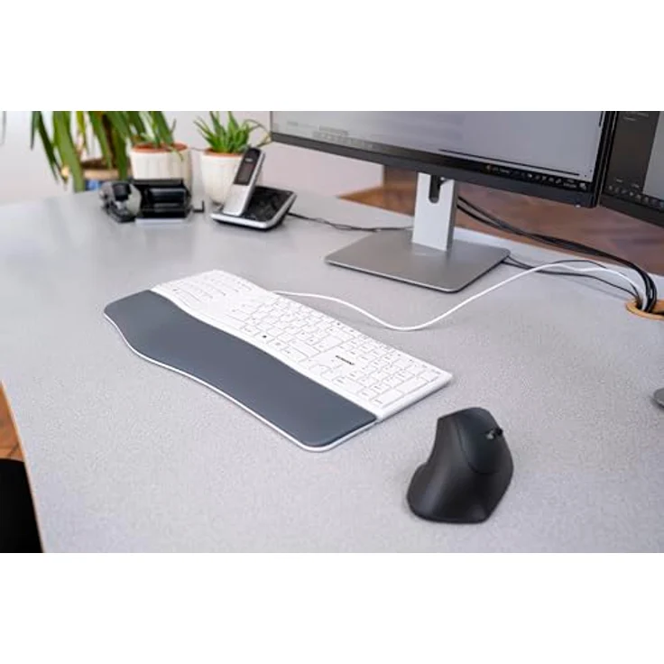 CHERRY KC 4500 Ergo, ergonomische Tastatur, Deutsches Layout (QWERTZ), kabelgebunden, gepolsterte Handballenauflage mit Memory-Schaum, geschwungenes Tastenfeld, weiß-grau – Bild 4