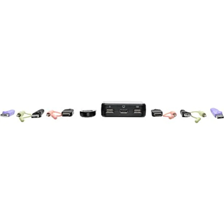 Eaton TrippLite 2-Port USB/HD Kabel KVM-Switch mit Audio/Video, 1920 x 1200 Auflösung, 2.1-Kanal Surround-Sound, Fernbedienung, Hotkey, USB-Peripherie-Freigabe, schwarz – Bild 5
