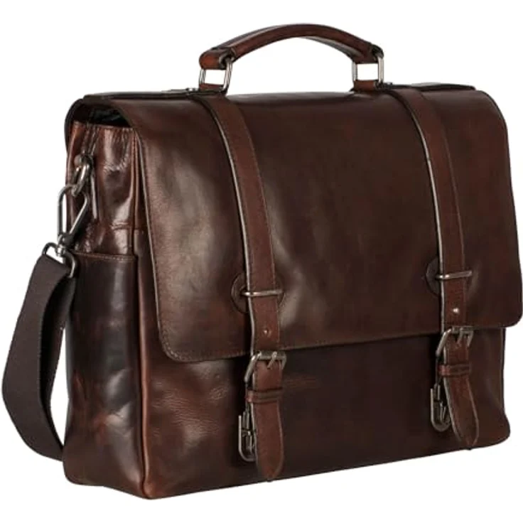 Leonhard Heyden Roma Aktentasche aus Leder, 39 cm mit gepolstertem Laptopfach, braun, für Herren – Bild 1