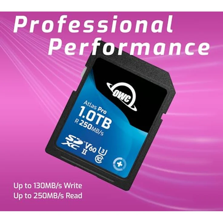 OWC Atlas Pro SDXC V60 UHS-II Memory Card 1TB (SDXC, 1000 GB, U3, UHS-II), Speicherkarte – Bild 2