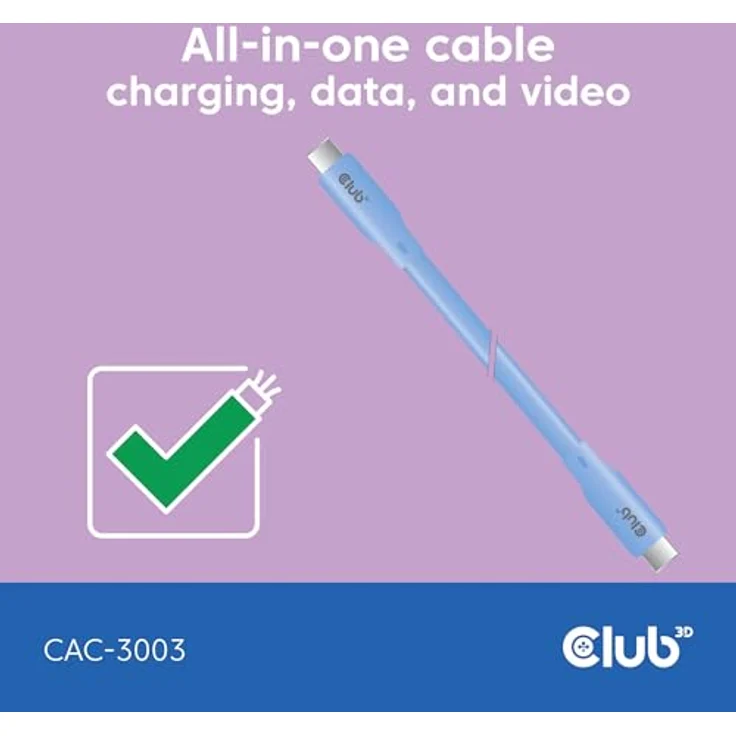 Club3D CAC-3003 Lifestyle USB-C Kabel, 240W PD, 20Gbps, 2m, blau – Bild 4
