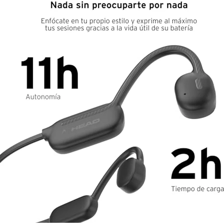 Head Bone Conduction Earphones, kabellose Kopfhörer mit IPX8 wasserdicht, Bluetooth 5.3, leichtes Design - Schwarz – Bild 4