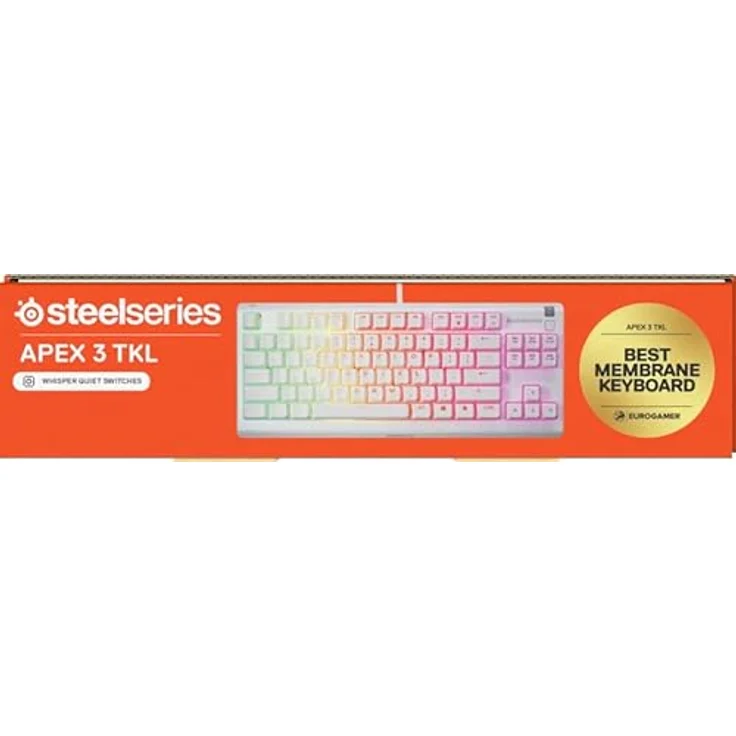 STEELSERIES APEX 3 TKL White, Gaming Tastatur mit IP32 Wasserbeständigkeit, 10-Zonen RGB-Beleuchtung und magnetischer Handballenauflage – Bild 12