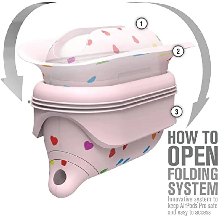 Catalyst AirPods Pro Sweetheart Case, wasserdicht und stoßfest mit Karabiner, rosa mit Herzen – Bild 4