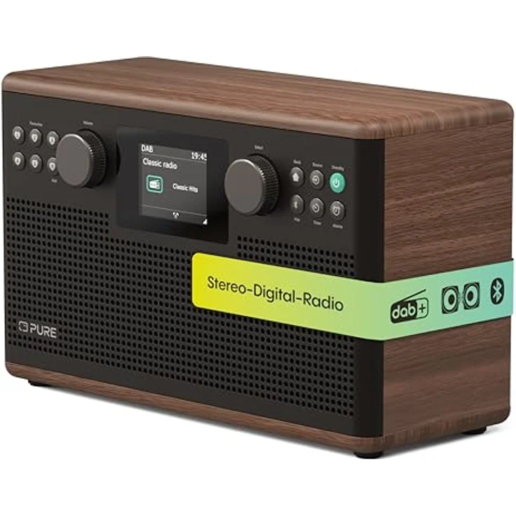 Pure Classic H6, digitales Stereo-Radio mit 30 W Stereoleistung, DAB+/FM, Bluetooth 5.3, Coffee Brown/Walnut – Bild 1