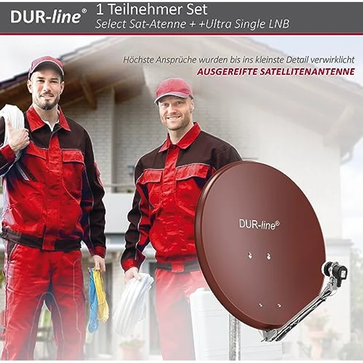 DUR-line Select 60/65 cm Sat Anlage 1 Teilnehmer Komplett Set rot – Bild 10