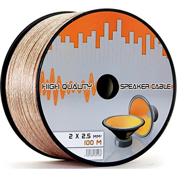 LOKMANN 100 Meter 2 x 2,5mm² Lautsprecherkabel CCA-Kupfer Transparent PVC- Dielektrikum Speaker Kabel HiFi Boxen High-End Box Musik Cable (100m, 2X 2,5 mm) – Bild 1
