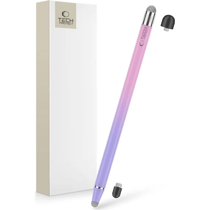 Tech-Protect USP100 4-Tip Touch Stylus Pen, Präzisionsstift mit vier austauschbaren Spitzen, Violett/Pink