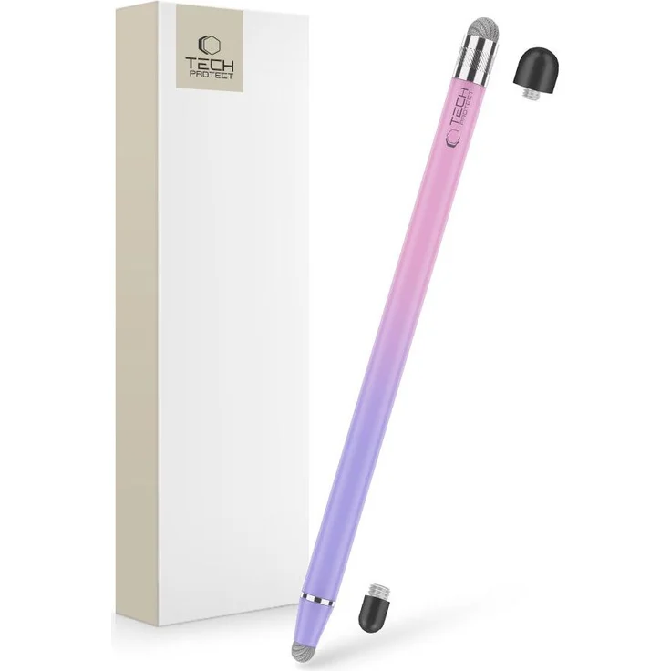 Tech-Protect USP100 4-Tip Touch Stylus Pen, Präzisionsstift mit vier austauschbaren Spitzen, Violett/Pink