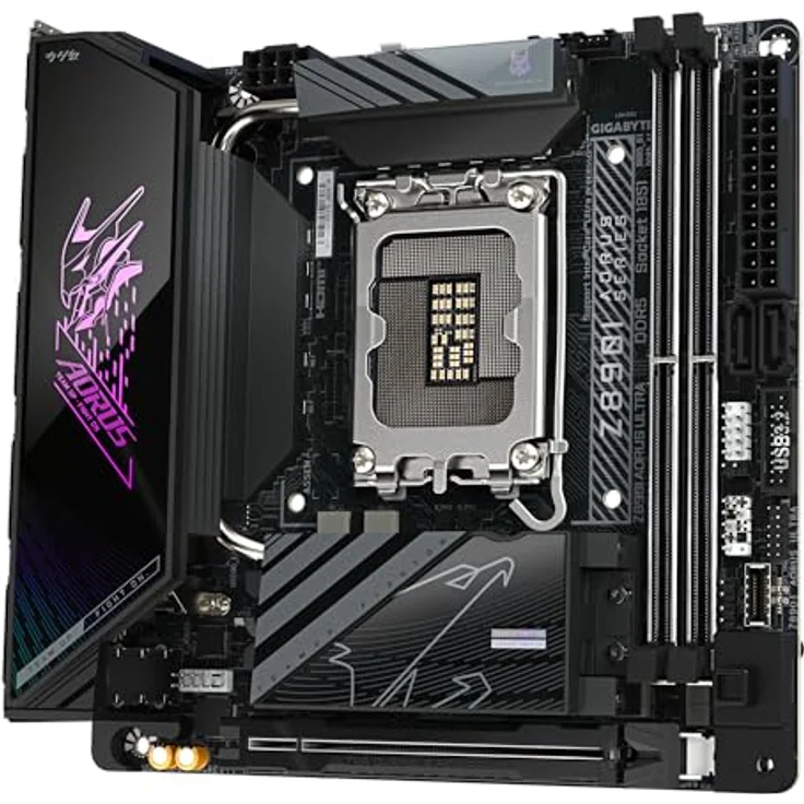 Gigabyte Z890I AORUS Ultra Motherboard - Unterstützt Intel Core Ultra (Serie 2) CPUs, 8+1+2 Phasen VRM, bis zu 8800MHz DDR5 (OC), 1xPCIe 5.0 + 1xPCIe 4.0, Wi-Fi 7, 2.5GbE LAN, Thunderbolt 4 - Schwarz – Bild 4