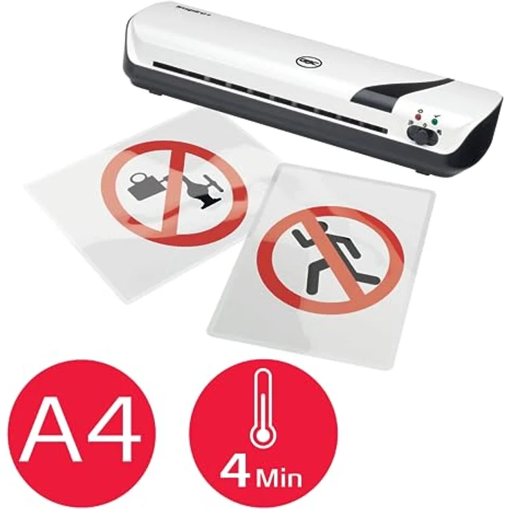 GBC Inspire+ A4-Laminiergerät, inkl. Starter-Set mit 5 Laminierhüllen (2 x 75 Mikron), Für 75 bis 125 mic Laminierfolien bis Format A4, Heiß- und Kaltlaminierung, Weiß (4410031) – Bild 5