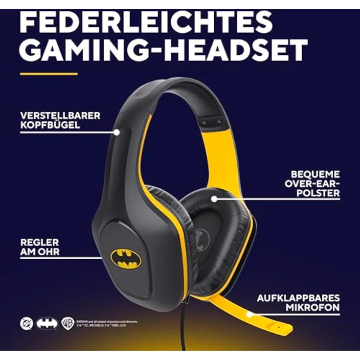 GXTrust Zirox Batman Gaming Headset, Over-Ear mit 50-mm-Treibern und Mikrofon klappbar, 3.5mm, Schwarz – Bild 2