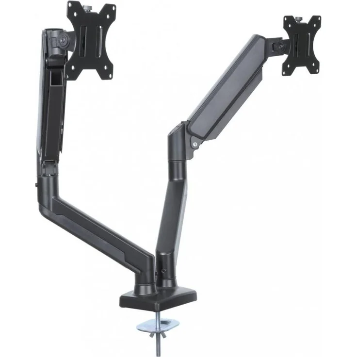 Art Halterung für 2 LED-Monitore, Tischmontage bis 32 Zoll, höhenverstellbar, schwenkbar, drehbar, schwarz