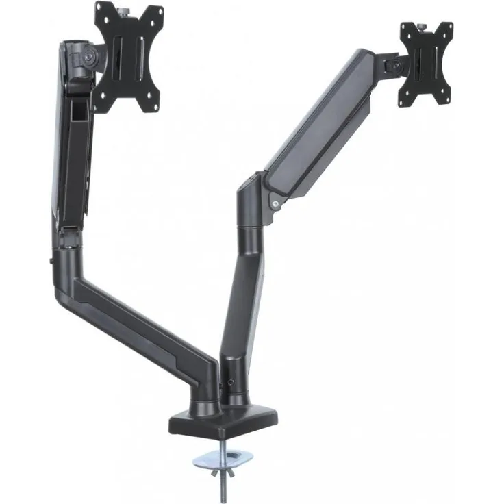 Art Halterung für 2 LED-Monitore, Tischmontage bis 32 Zoll, höhenverstellbar, schwenkbar, drehbar, schwarz