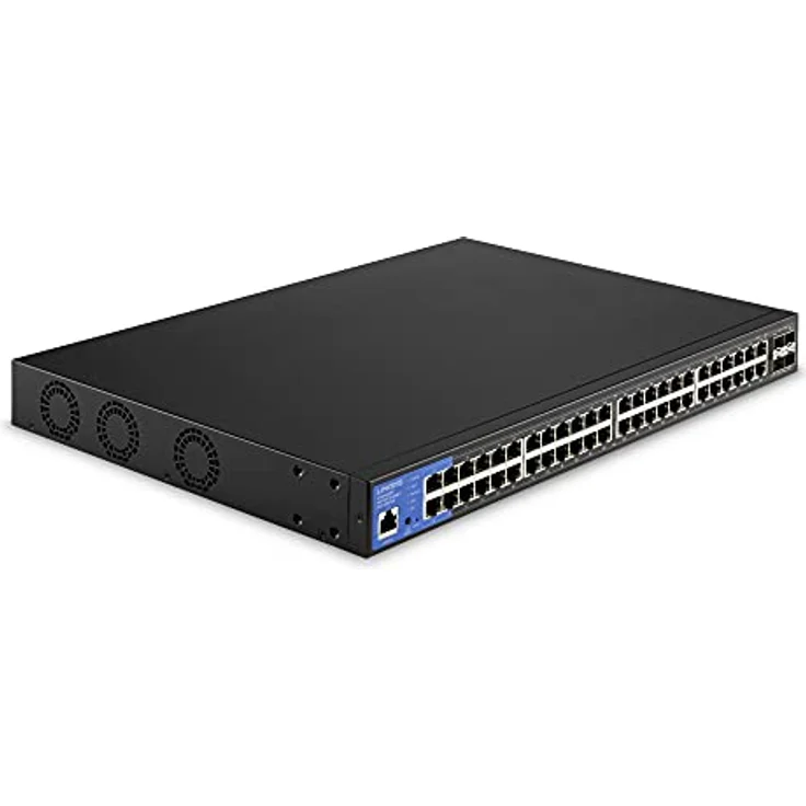 Linksys LGS352MPC-EU 48-Port Gigabit-Netzwerk-PoE+-Switch, 740 W, 4 10G-Uplink-SFP+-Steckplätze – Smart Managed Ethernet-Switch Hub mit Metallgehäuse, Befestigung auf dem Schreibtisch oder an der Wand – Bild 2