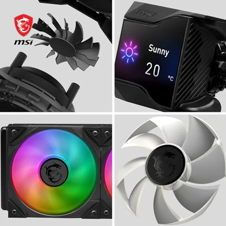 MSI MPG CORELIQUID D240 60-mm-Flüssigkeitskühler-CPU, 2 x 120-mm-ARGB-Lüfter, Verdunstungsschutzschläuche, GI-Kühlung — kompatibel mit AMD- und Intel-Sockeln, Mystic Light-fähig – Bild 4