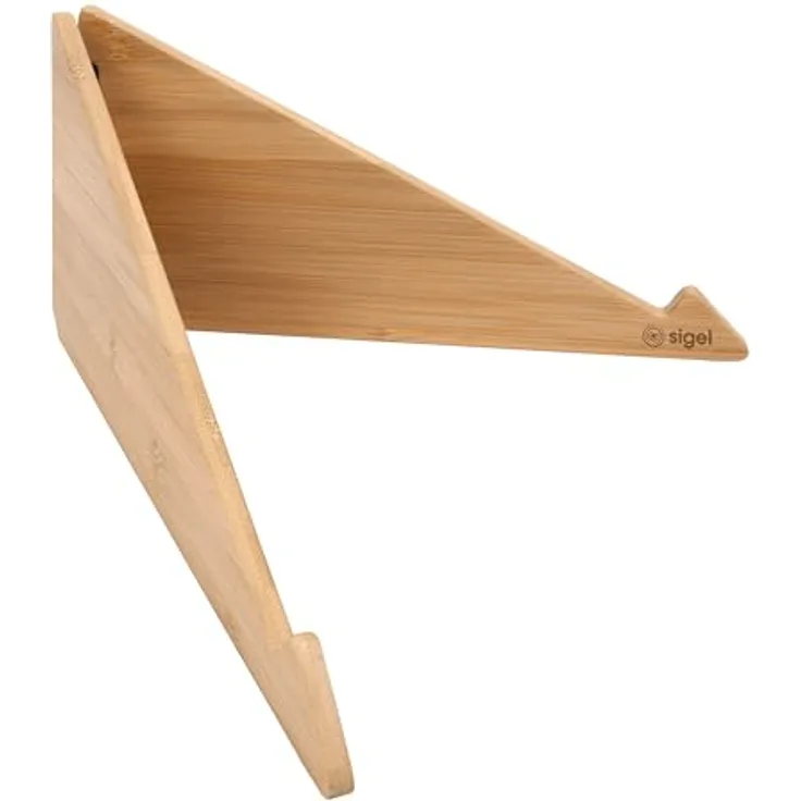 Sigel SA207 Laptopständer aus Bambus, höhenverstellbar, leicht, faltbar, Tragbar, 30 x 14,5 x 1,8 cm, als Buchstütze geeignet