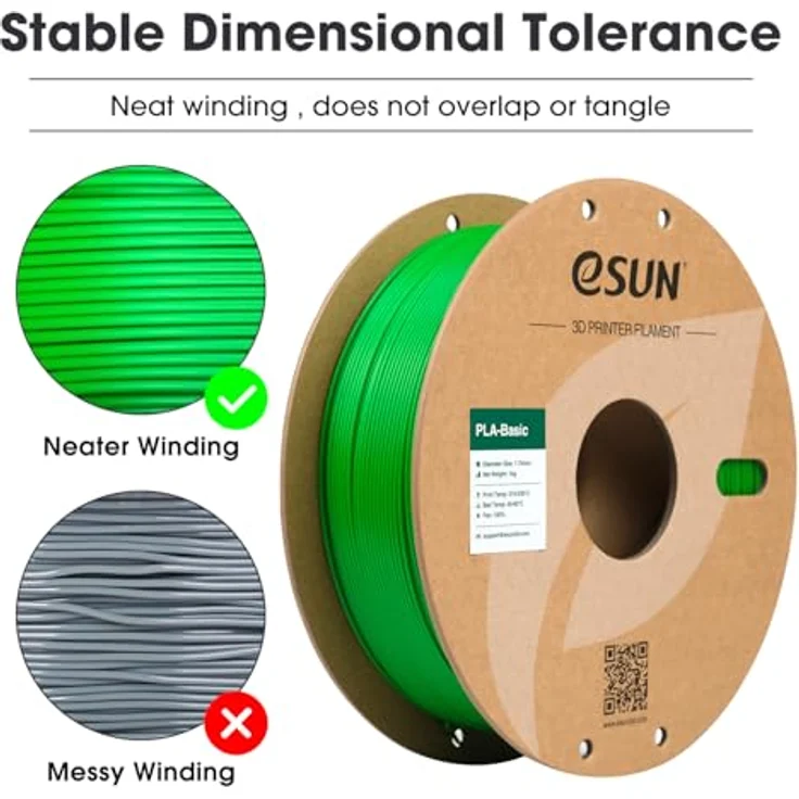 eSUN PLA Basic Filament 1.75mm, grünes 3D Drucker Filament mit Maßgenauigkeit +/- 0.03mm, 1KG Spule für Hochgeschwindigkeitsdrucker – Bild 2
