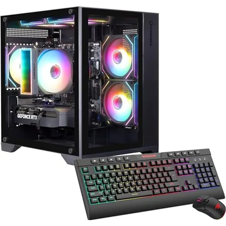 GameMax Infinity Mini BK 7852, Gaming-PC mit Ryzen 5 9600X, 16GB DDR5, 1TB SSD und RTX 5060 Ti (16GB), Schwarz