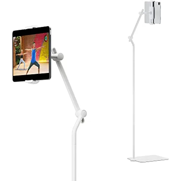 Twelve South HoverBar Tower | Multi-Angle Universal Tablet & iPad Floor Stand Holder for Apple Fitness+, Peloton/Stationary Bikes, Exercise and More (White) - Preisvergleich
