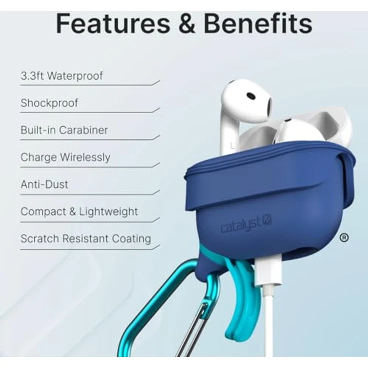 Catalyst Wasserdichtes Case für Apple AirPods, Premium Schutzhülle nach IP-67, stoßfest bis 2 m, Blau – Bild 3