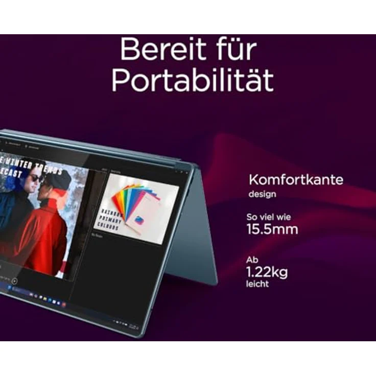 LENOVO Yoga Book 9 14IAH10, 14 Zoll Hybrid Laptop mit Intel® Core™ Ultra 285H, 32 GB RAM, 1 TB SSD, Touchscreen, Türkis – Bild 12