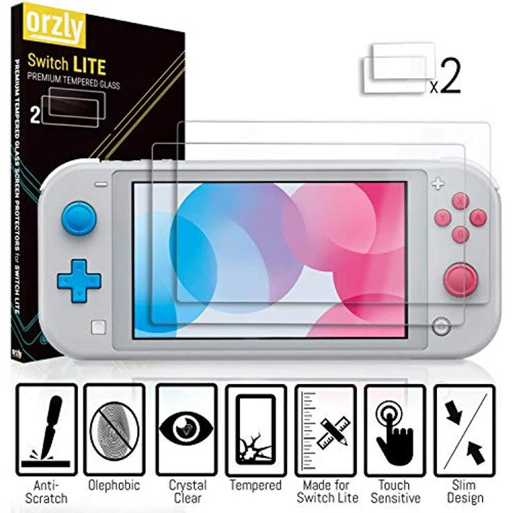 Orzly Switch Lite Accesoires, Zubehör für Nintendo Switch Lite (2019) Panzerglas Schutzfolien, USB Ladekabel, Konsole Tragetasche, Spiele Patronenhülse, Comfort Grip Case, Kopfhörer - Grau - Preisvergleich – Bild 5
