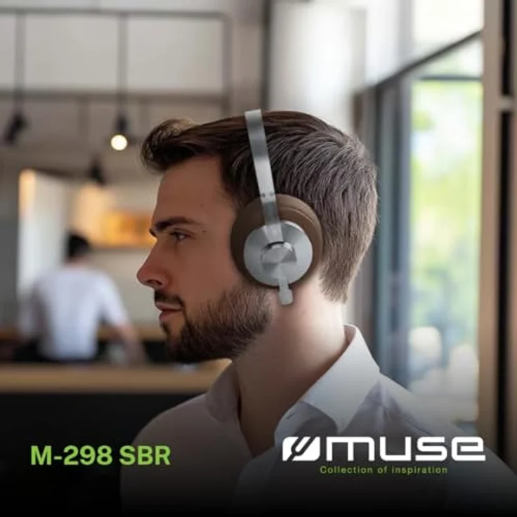MUSE M-298 SBR, Bluetooth-Kopfhörer mit ANC Noise Cancelling, 66h Akkulaufzeit, USB-C, AUX und Freisprechfunktion, komfortabler Kopfbügel – Bild 2