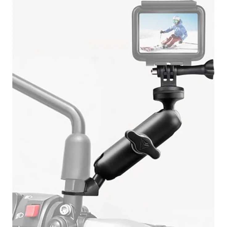 CAMOLO Motorrad Rückspiegelhalterung 360° verstellbar, Aluminium Action Kamera Halterung für GoPro Hero 6/7/8/9, AKASO und mehr, rutschfest und vibrationsbeständig – Bild 1