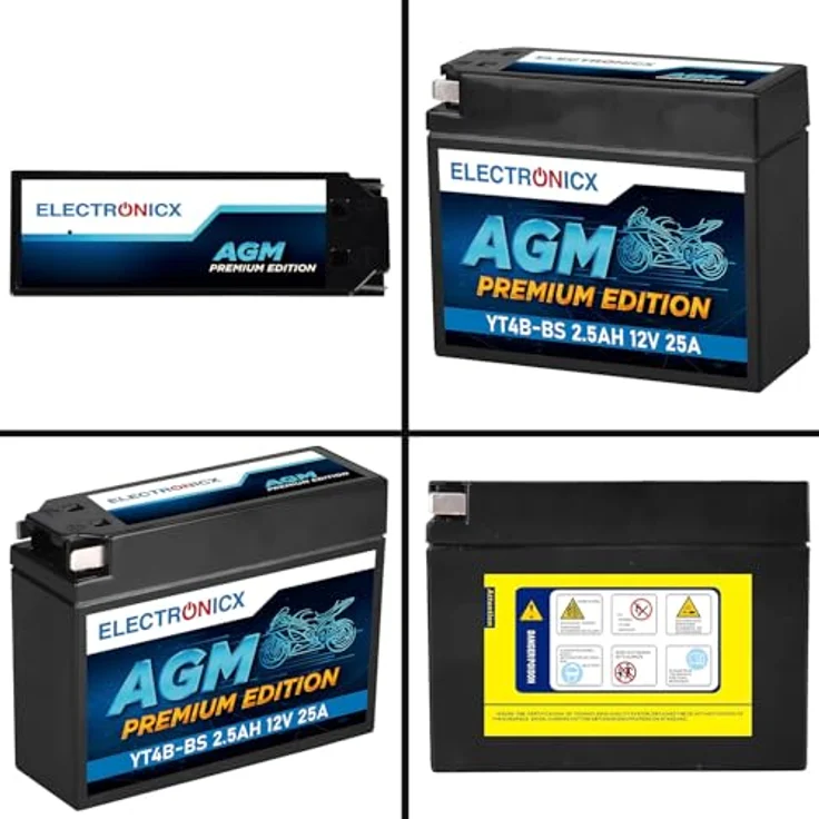 Electronicx YT4B-BS AGM Motorradbatterie, wartungsfrei, 2.3Ah 12V, auslaufsicher, rüttelfest für Motorrad, Roller, Moped, Scooter – Bild 9