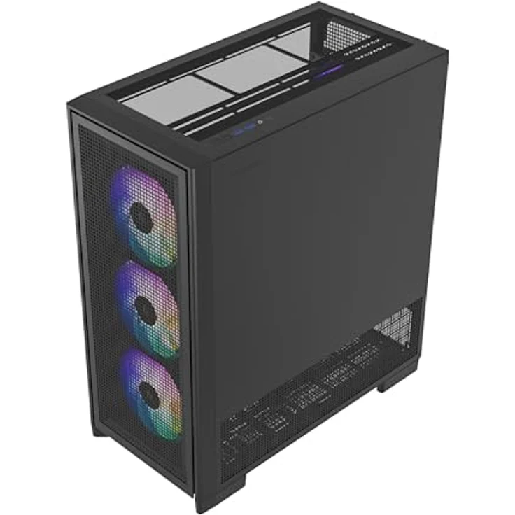 SILENTWARE Air 2000 A-RGB Black, Midi Tower PC-Gehäuse mit Glas-Seitenfenster, 7 RGB-Lüftern, extremem Airflow, ASUS BTF & MSI Project Zero Kompatibilität, Platz für 420mm Radiatoren, E-ATX, ATX/mATX/ITX, USB-C – Bild 5
