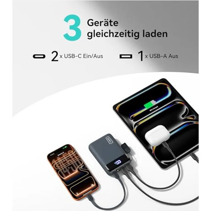 INIU Power Bank Ultra Klein 20000mAh, 22.5W Schnellladefunktion, USB-C In&Out, tragbares Ladegerät für iPhone 17/16/15 Pro, Samsung S25/S24, iPad, Blau – Bild 5