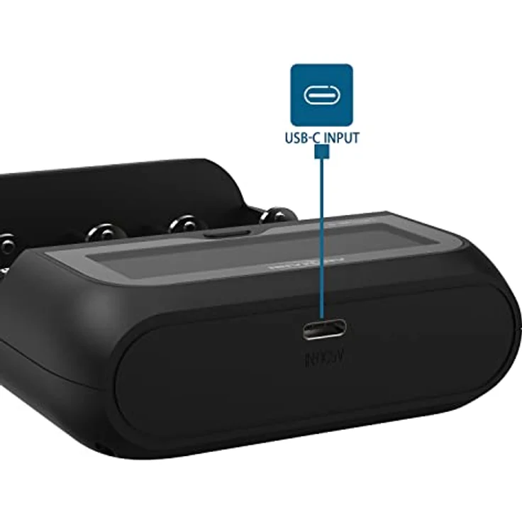 ANSMANN Universal Akku Ladegerät „Lithium 4“ für Li-ion 18650 21700 26650 22650 18500 UVM. & NiMH AA/AAA/Baby C – Batterieladegerät für Lithium Ionen Zellen und NiMH Akkus, USB Typ C Eingang – Bild 3