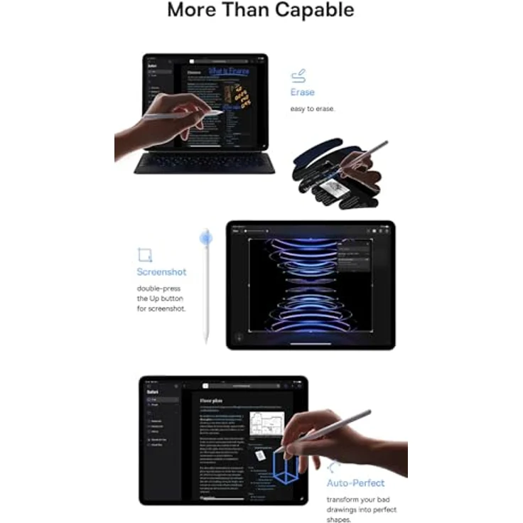Baseus Smooth Writing 2 Stylus, aktiver Eingabestift für iPad mit austauschbarer Spitze und Neigungssteuerung – Weiß – Bild 3