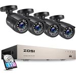 ZOSI Z1080P, Außen Video Überwachungskamera Set mit 8CH DVR Recorder, 1TB Festplatte, 4x 2MP Sicherheitskameras, Bewegungserkennung, wetterfest IP66