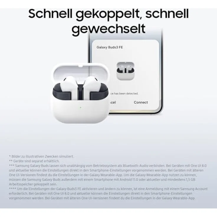 SAMSUNG Galaxy Buds3 FE, In-ear Kopfhörer mit ANC und 30 Stunden Akku, Bluetooth, Schwarz – Bild 9