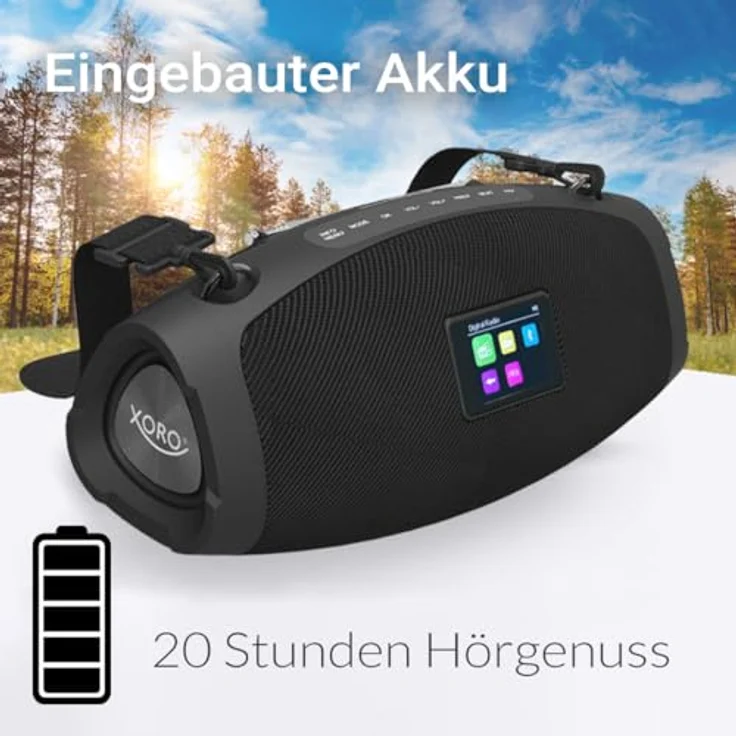 Xoro Outdoor Radio DAB 800, IP44 wasserfest, Bluetooth, Akku bis 12 Stunden, 2x10W DSP Stereoboxen, schwarz – Bild 4