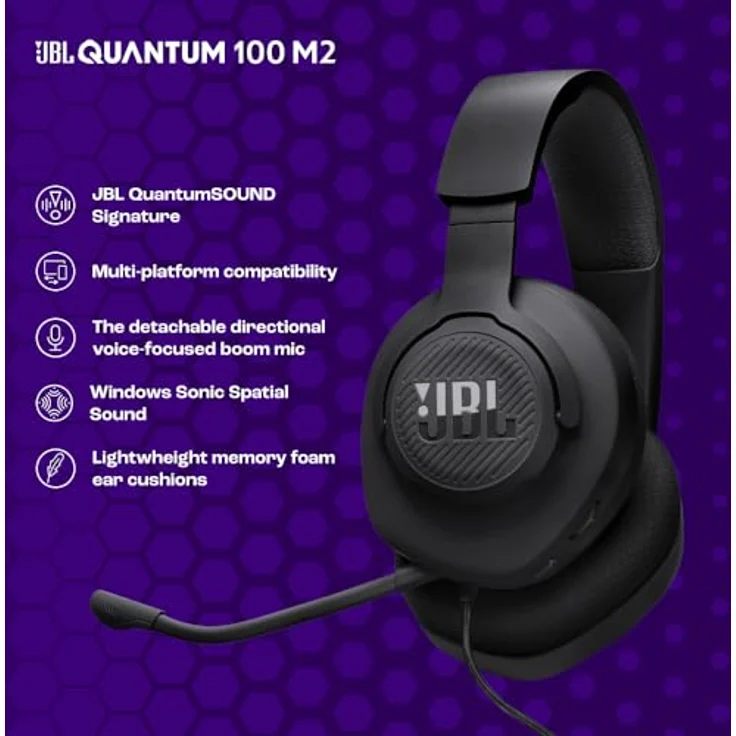 JBL Quantum 100M2 Gaming Headset mit JBL QuantumSOUND Signature, Schwarz – Bild 2