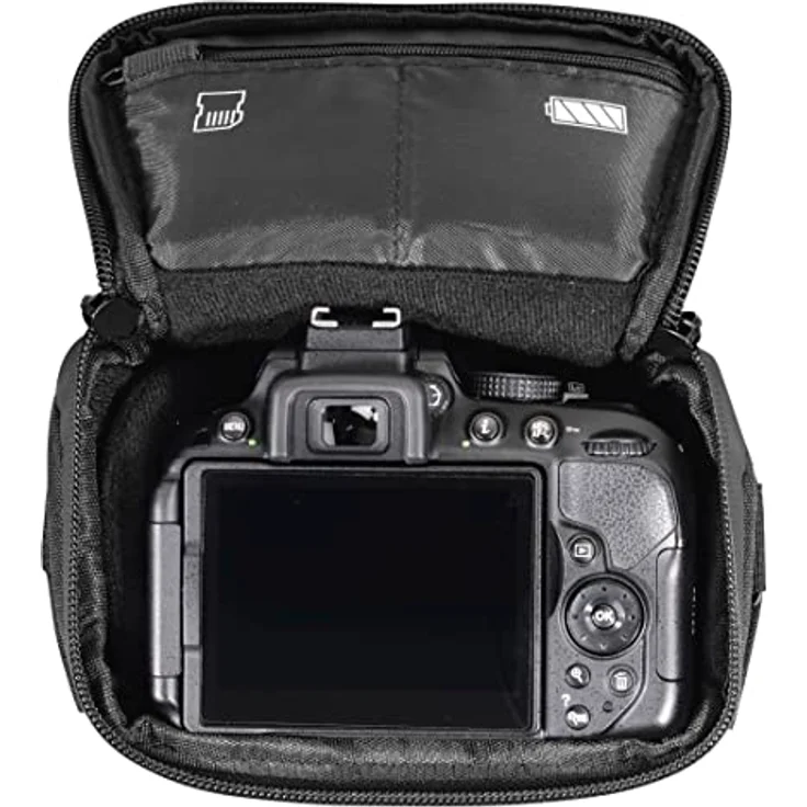 Hama Matera, Kameratasche für Digitalkameras, Schwarz, mit Doppelreißverschluss, abnehmbarem Schultergurt und verstellbaren Inneneinteilern – Bild 2