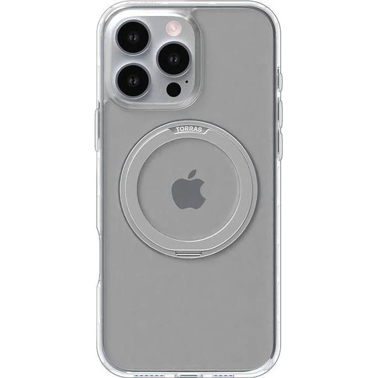 Torras UPRO Ostand Pro, Transparente Smartphone Hülle für iPhone 16 Pro mit flexiblem Ständer und militärischem Schutzstandard