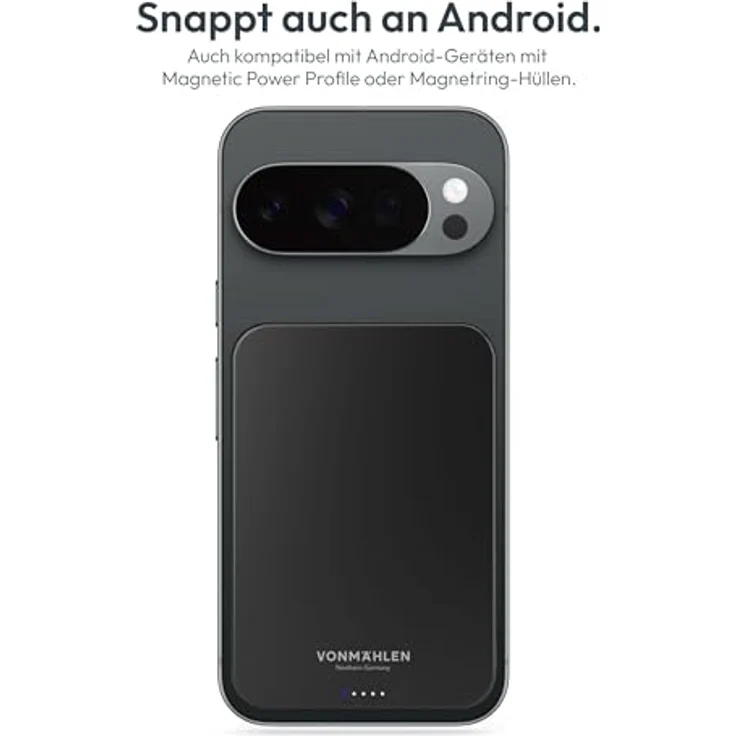 VONMÄHLEN Evergreen Mag, magnetische Powerbank 5.000 mAh, QI2-zertifiziert, schwarz, recycelte Materialien, ultra-schlank – Bild 16