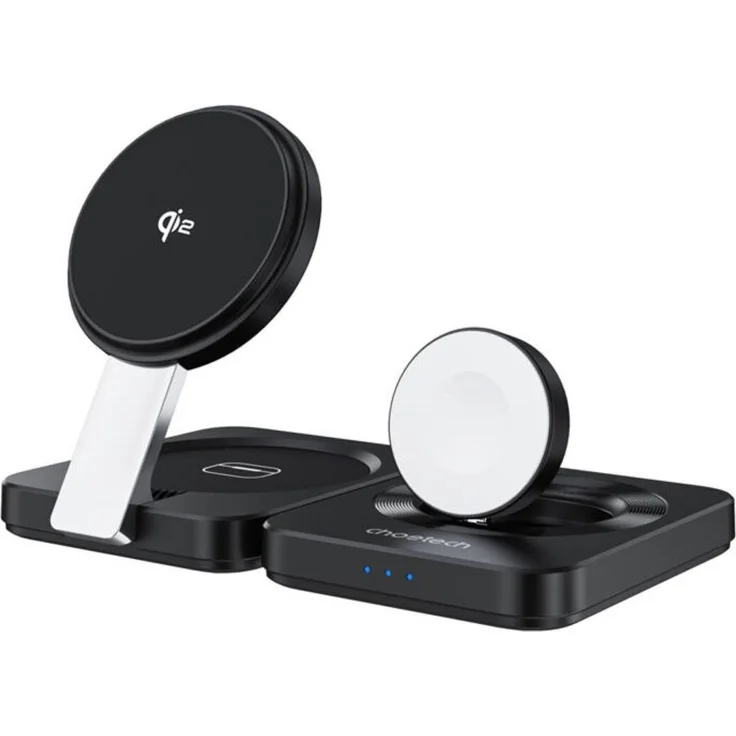 CHOETECH 3-in-1 Magnetladegerät in Schwarz - Schnellladegerät mit faltbarem Design