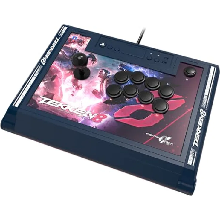 HORI Fighting Stick Alpha - Tekken 8, Gaming Controller für PS4, PS5 und PC mit individuell anpassbarem Gehäuse, Mehrfarbig