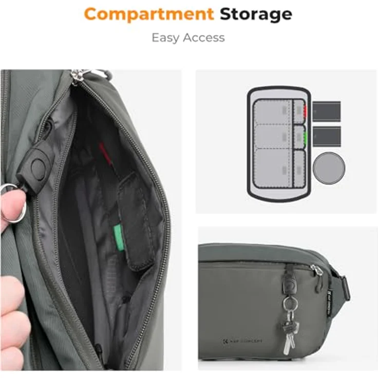 K&F CONCEPT Kamera-Rucksack, multifunktionale Schultertasche, wasserdicht, für Canon/Nikon/Sony/DJI Mavic, dunkle Grau, 7L Fassungsvermögen – Bild 4