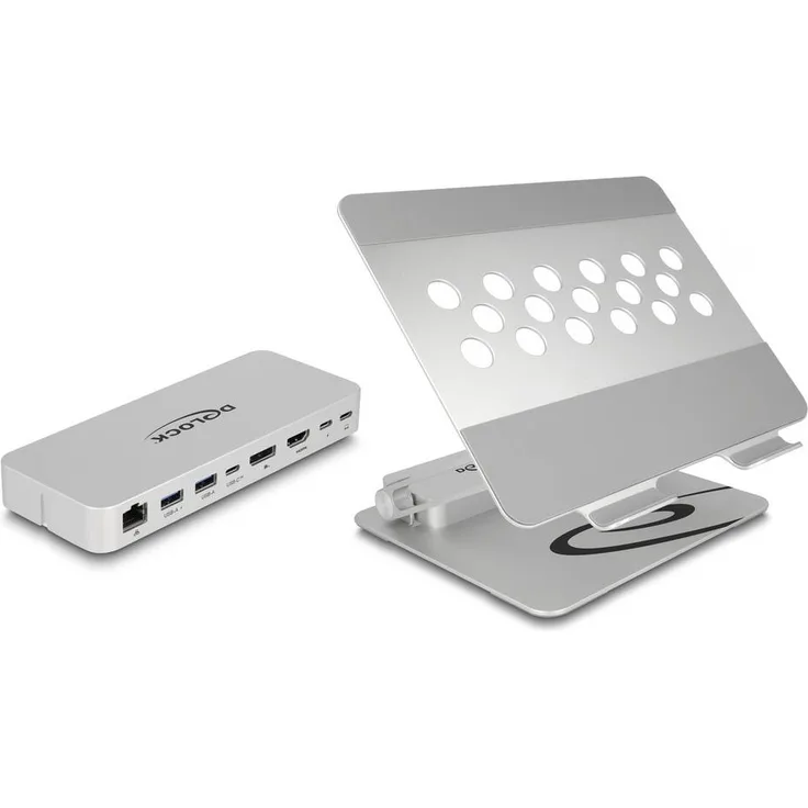 Delock 18442 Notebook-Ständer, neigbar mit Dockingstation und USB-C Power Delivery bis 85 Watt