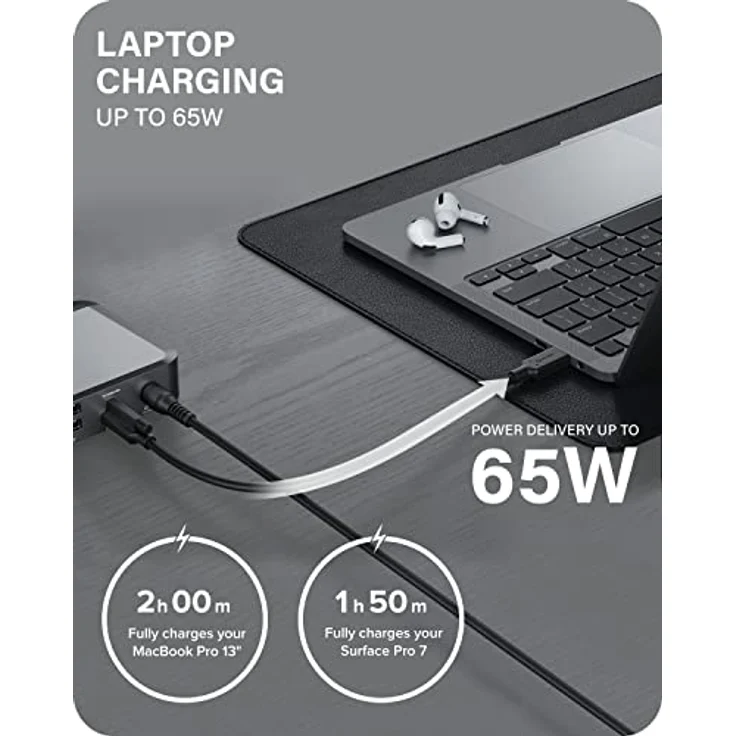 ALOGIC (8 in 1) MX2 USB-C Dual Display 4K@60Hz DisplayPort Alt. Mode Dockingstation - mit 65W Power Delivery – Bild 4